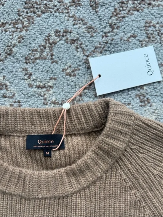 Quince Mongolian Cashmere Fisherman Crewneck Sweater Teak Medium - Picture 4 of 8